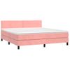 Cama Box Spring Colchón Y Led Terciopelo Rosa 180x200 Cm