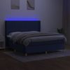 Cama Box Spring Colchón Y Luces Led Tela Azul 160x200 Cm