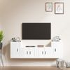 Set De Muebles De Tv 4 Piezas Madera Contrachapada Blanco Brillo