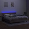 Cama Box Spring Colchón Y Luces Led Tela Gris Taupe 180x200 Cm