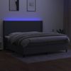 Cama Box Spring Colchón Y Luces Led Tela Gris Claro 200x200 Cm