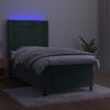 Cama Box Spring Colchón Y Led Terciopelo Verde Oscuro 90x200 Cm