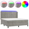 Cama Box Spring Colchón Y Led Terciopelo Gris Claro 160x200 Cm