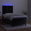 Cama Box Spring Colchón Y Led Terciopelo Negro 100x200 Cm