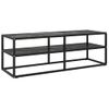 Mueble Para Tv Negro Con Vidrio De Mármol Negro 120x40x40 Cm