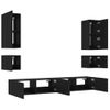 Muebles De Tv De Pared Con Luces Led 6 Piezas Negro