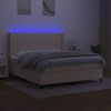 Cama Box Spring Colchón Y Luces Led Tela Crema 180x200 Cm