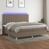 Cama Box Spring Colchón Y Luces Led Tela Gris Taupe 200x200 Cm