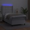 Cama Box Spring Y Colchón Led Cuero Sintético Blanco 90x200 Cm