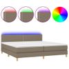 Cama Box Spring Con Colchón Led Tela Gris Taupe 200x200 Cm