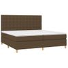 Cama Box Spring Colchón Luces Led Tela Marrón Oscuro 200x200 Cm