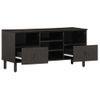 Mueble De Tv Madera Maciza De Mango Negro 100x33x46 Cm