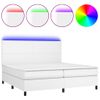 Cama Box Spring Colchón Y Led Cuero Sintético Blanco 200x200 Cm