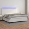 Cama Box Spring Colchón Y Led Cuero Sintético Blanco 200x200 Cm