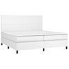 Cama Box Spring Colchón Y Led Cuero Sintético Blanco 200x200 Cm