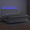 Cama Box Spring Colchón Y Led Cuero Sintético Blanco 200x200 Cm