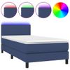 Cama Box Spring Con Colchón Y Led Tela Azul 90x190 Cm