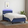 Cama Box Spring Con Colchón Y Led Tela Azul 90x190 Cm