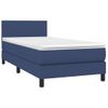 Cama Box Spring Con Colchón Y Led Tela Azul 90x190 Cm