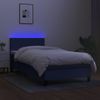 Cama Box Spring Con Colchón Y Led Tela Azul 90x190 Cm