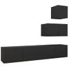 Set De Muebles De Salón Tv 4 Piezas Madera De Ingeniería Negro