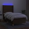 Cama Box Spring Colchón Luces Led Tela Marrón Oscuro 100x200cm