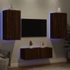 Muebles Tv Pared Con Led 4 Piezas Madera Ingeniería Marrón Roble