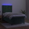 Cama Box Spring Colchón Y Led Terciopelo Verde Oscuro 90x200 Cm