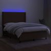 Cama Box Spring Colchón Luces Led Tela Marrón Oscuro 140x190 Cm