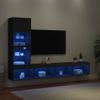 Muebles De Tv De Pared Con Led 4 Piezas Madera Ingeniería Negro