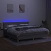 Cama Box Spring Con Colchón Tela Y Led Gris Claro 180x200 Cm