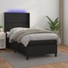 Cama Box Spring Y Colchón Led Cuero Sintético Negro 90x190 Cm