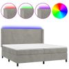 Cama Box Spring Colchón Y Led Terciopelo Gris Claro 200x200 Cm