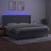 Cama Box Spring Colchón Y Led Terciopelo Gris Claro 200x200 Cm