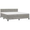 Cama Box Spring Colchón Y Led Terciopelo Gris Claro 180x200 Cm