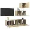 Muebles De Pared De Tv 4 Piezas Aglomerado Color Roble Sonoma