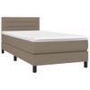 Cama Box Spring Colchón Y Luces Led Tela Gris Taupe 90x190 Cm