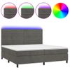 Cama Box Spring Colchón Y Led Terciopelo Gris Oscuro 200x200 Cm