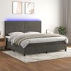 Cama Box Spring Colchón Y Led Terciopelo Gris Oscuro 200x200 Cm