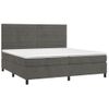 Cama Box Spring Colchón Y Led Terciopelo Gris Oscuro 200x200 Cm