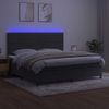 Cama Box Spring Colchón Y Led Terciopelo Gris Oscuro 200x200 Cm