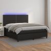 Cama Box Spring Colchón Y Led Cuero Sintético Negro 160x200 Cm