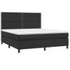 Cama Box Spring Colchón Y Led Cuero Sintético Negro 160x200 Cm