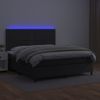 Cama Box Spring Colchón Y Led Cuero Sintético Negro 160x200 Cm