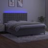 Cama Box Spring Colchón Y Led Terciopelo Gris Claro 160x200 Cm