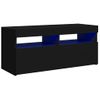 Mueble De Tv Con Luces Led Negro 90x35x40 Cm