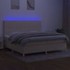 Cama Box Spring Colchón Y Luces Led Tela Crema 200x200 Cm