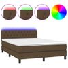 Cama Box Spring Colchón Luces Led Tela Marrón Oscuro 140x190 Cm