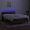 Cama Box Spring Colchón Luces Led Tela Marrón Oscuro 140x190 Cm