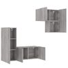 Muebles De Tv De Pared 4 Piezas Madera De Ingeniería Gris Sonoma